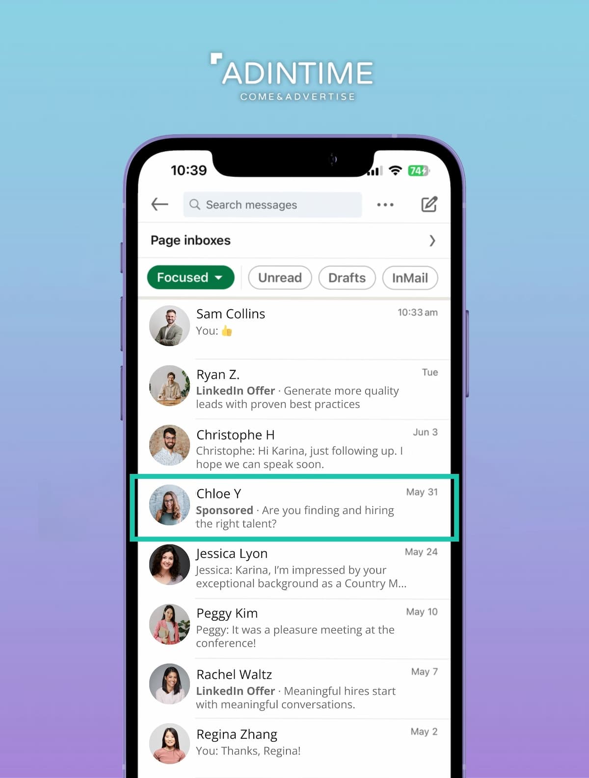 LinkedIn 贊助InMail 例子